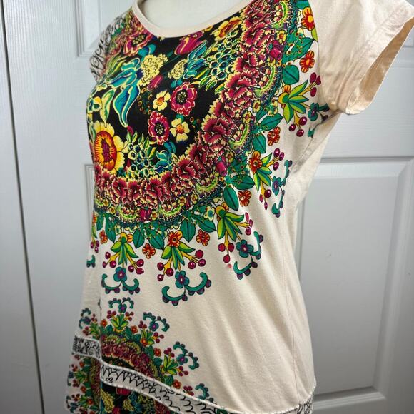 Desigual Multicolored Printed Floral Blouse Tunic Sz M - Picture 3 of 8